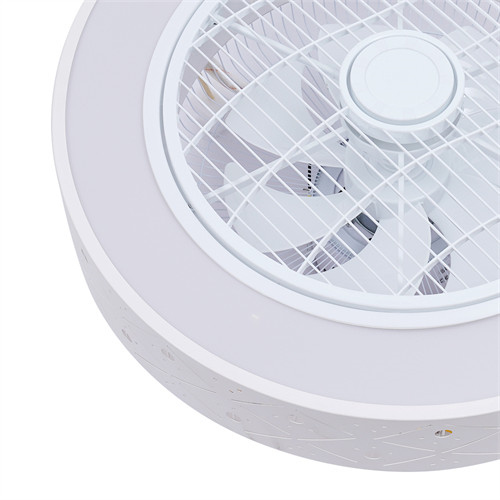 CNCEST 110V 21.6×3.54in White Led Light Fan with Invisible Blades Semi Flush Mount Low Profile Fan Remote Control
